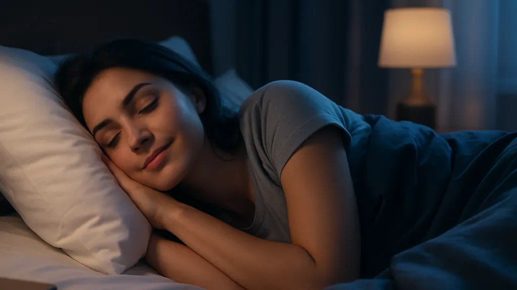 scène de nuit apaisée : personne dormant profondément dans une chambre sombre, illustrant l’amélioration du sommeil sans alcool