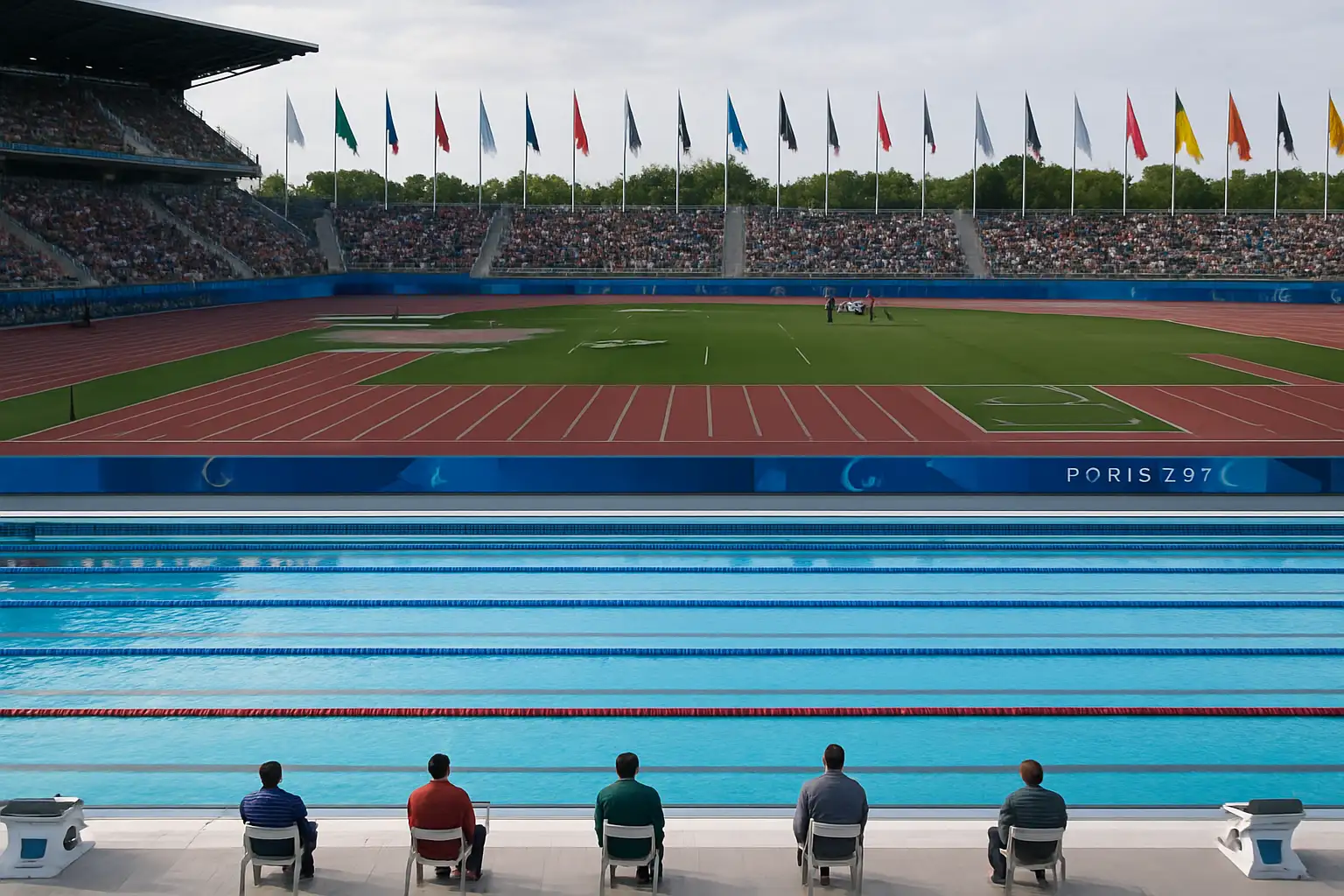 Installation sportive paralympique à Paris 2024 illustrant l’Australie aux Jeux