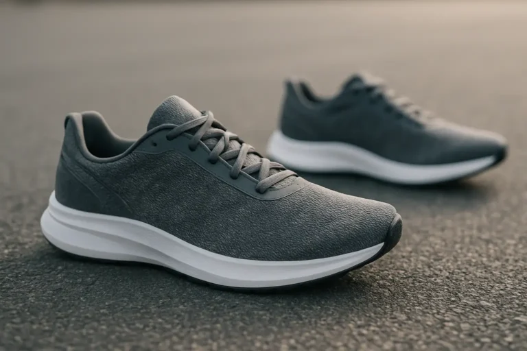 Paires de chaussures de running modernes sur une piste, illustrant le choix de la meilleure chaussure running