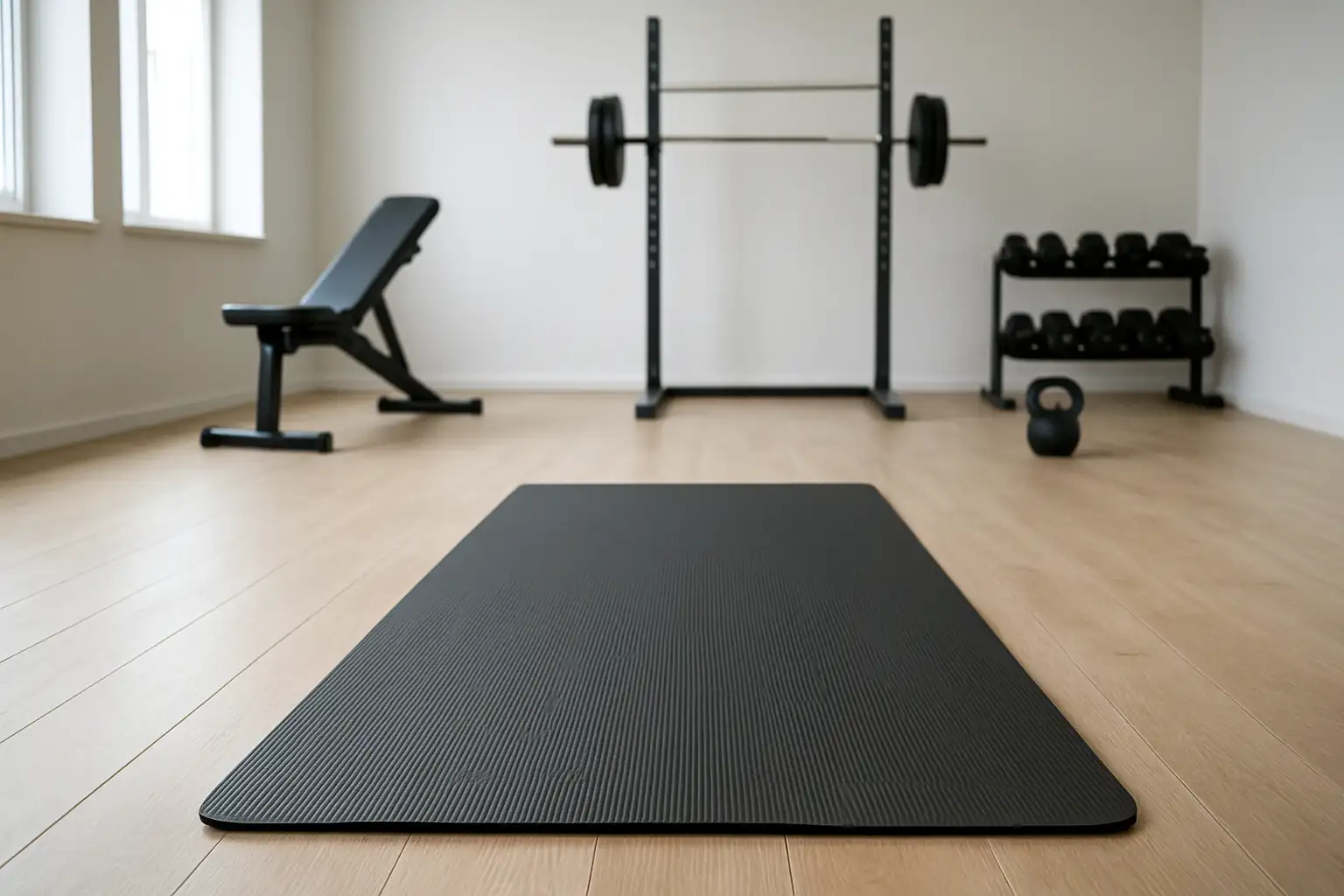 Tapis de sport dans une salle de fitness pour illustrer le crunch abdo