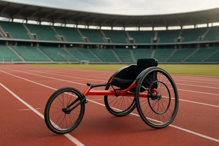 Piste d’athlétisme paralympique avec équipement de sport, en lien avec Marie-Amélie Le Fur