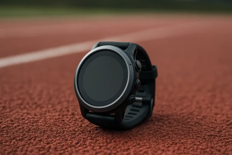 Montre running posée dans un contexte sportif réaliste