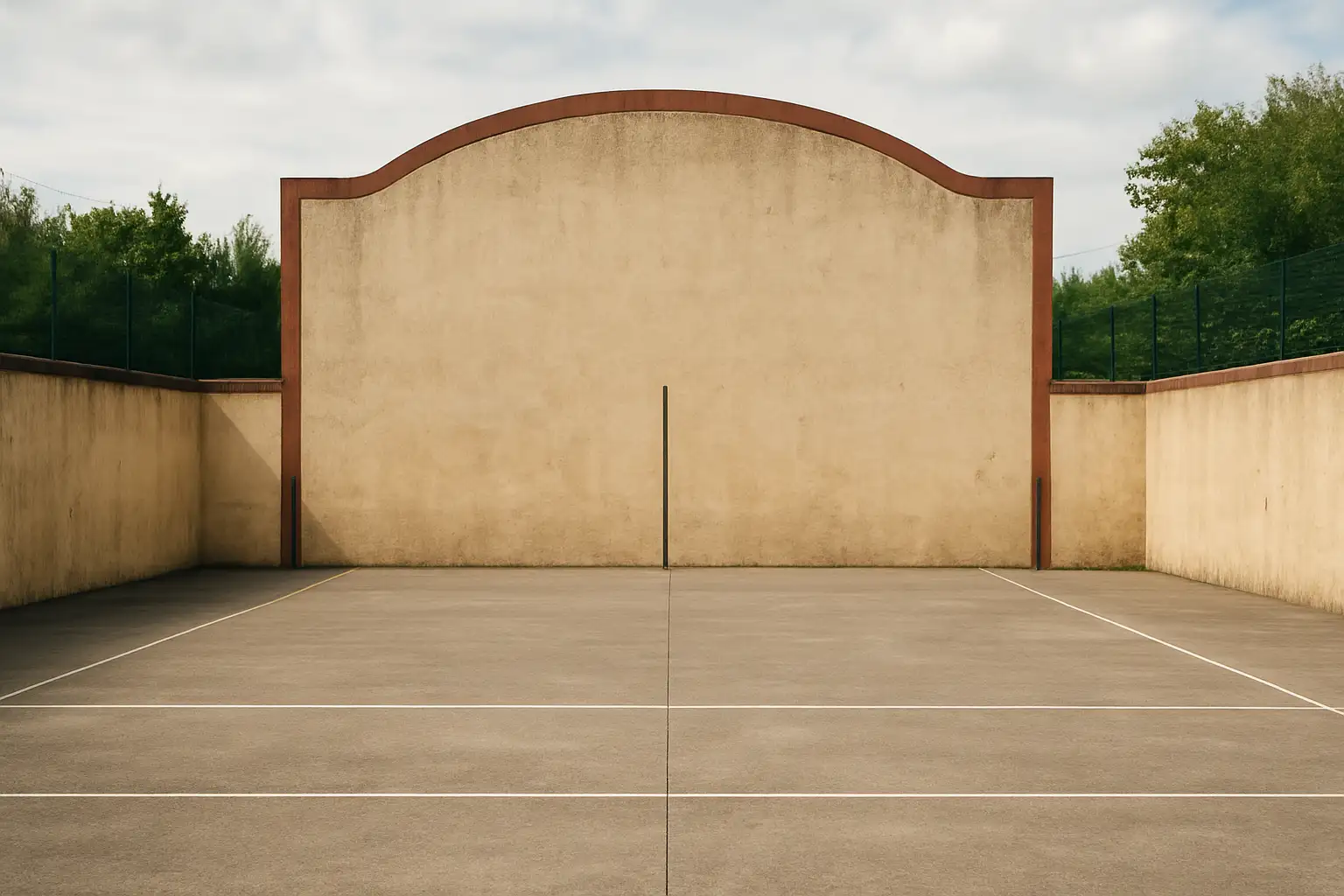 Fronton de pelote des basques vide avec mur de jeu traditionnel