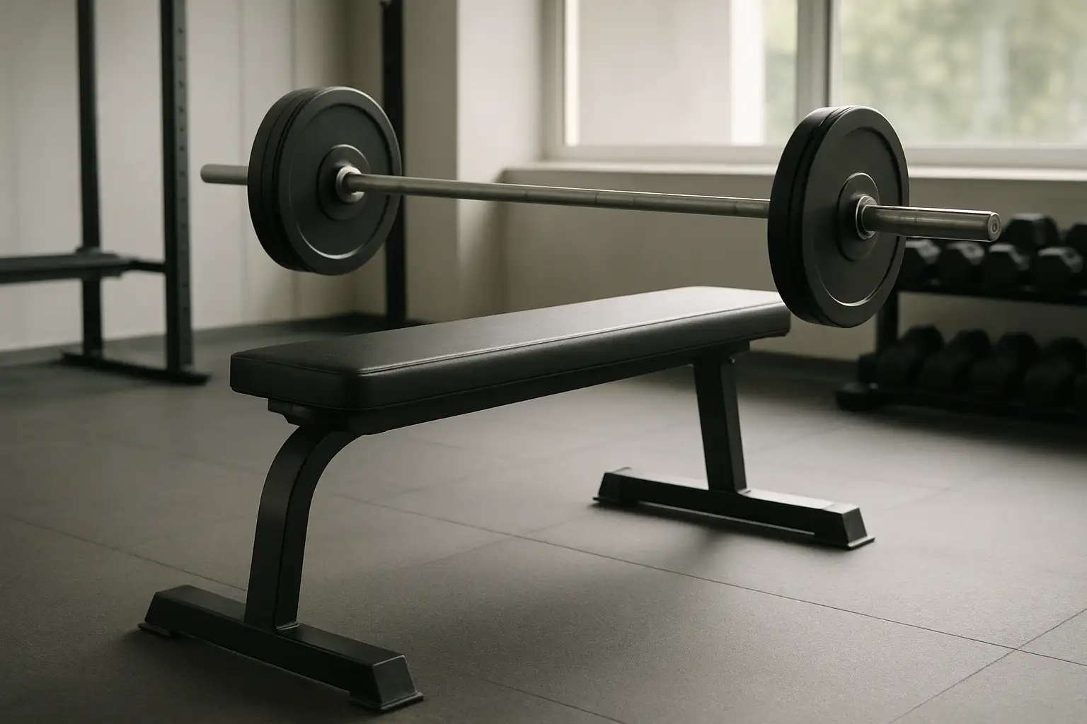 Banc de musculation avec haltère pour illustrer le pull over muscu