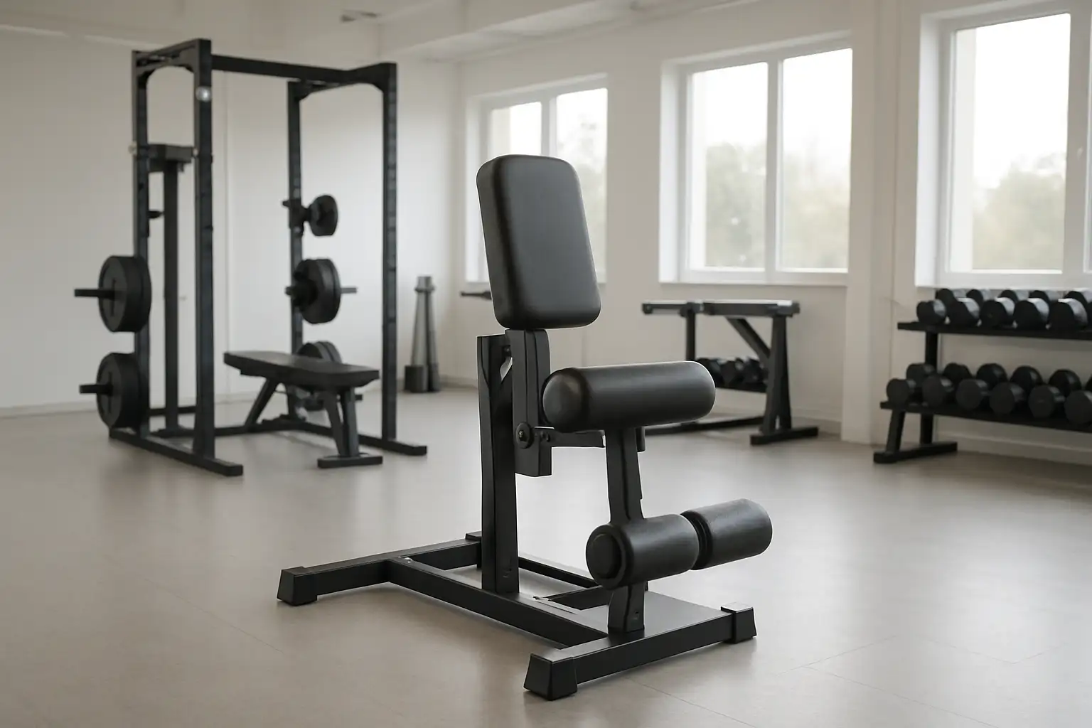 Matériel de sissy squat dans une salle de sport moderne