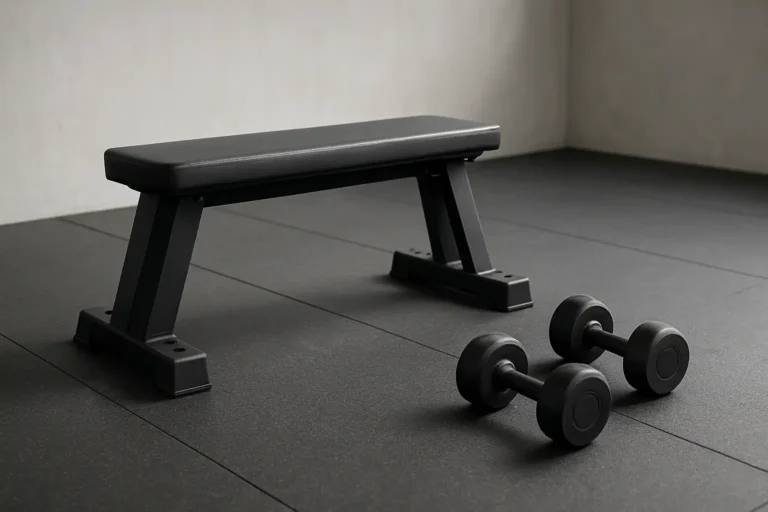 Banc de musculation et haltères pour réaliser des step ups en salle de sport