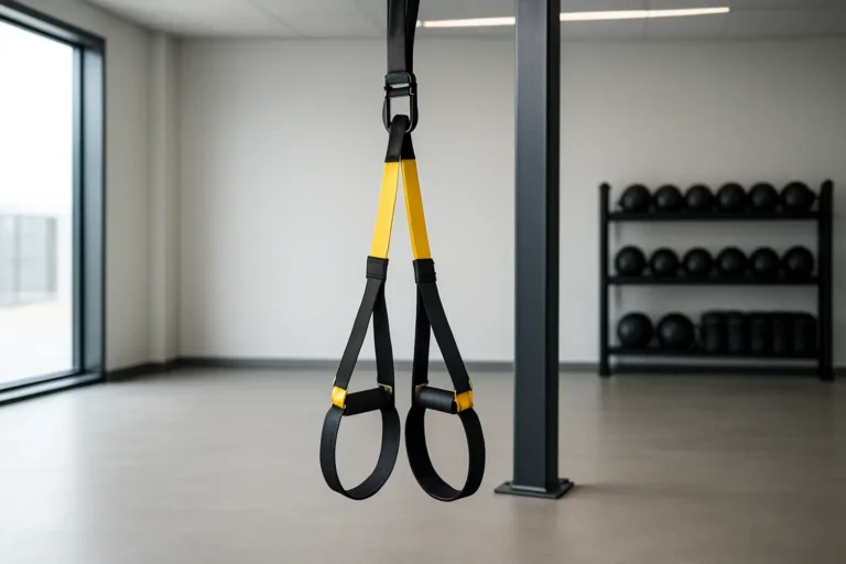 Kit TRX sport de suspension training installé dans une salle de sport moderne