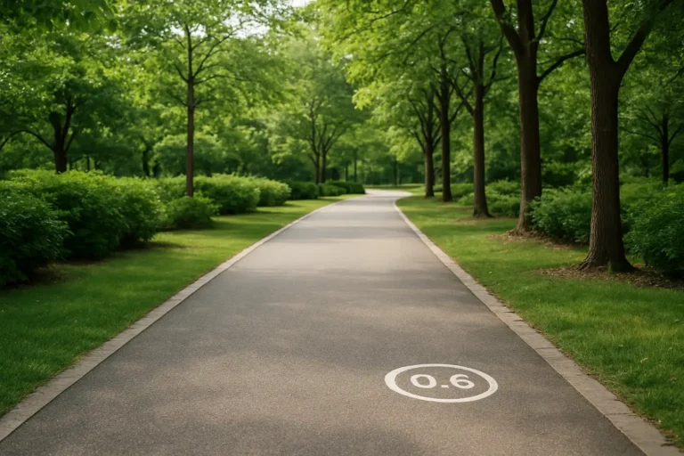 Allée de marche en extérieur pour illustrer la vitesse moyenne de marche