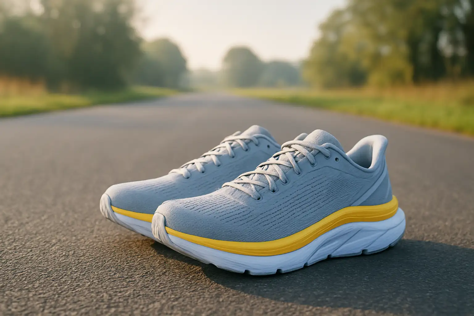 Chaussure de running Hoka Cloudmonster 2.0 posée sur une route