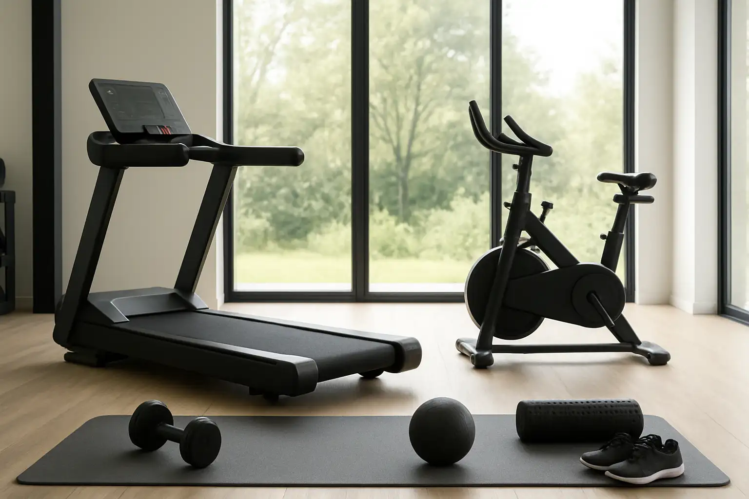 Salle de sport moderne avec matériel de préparation physique pour l’échauffement