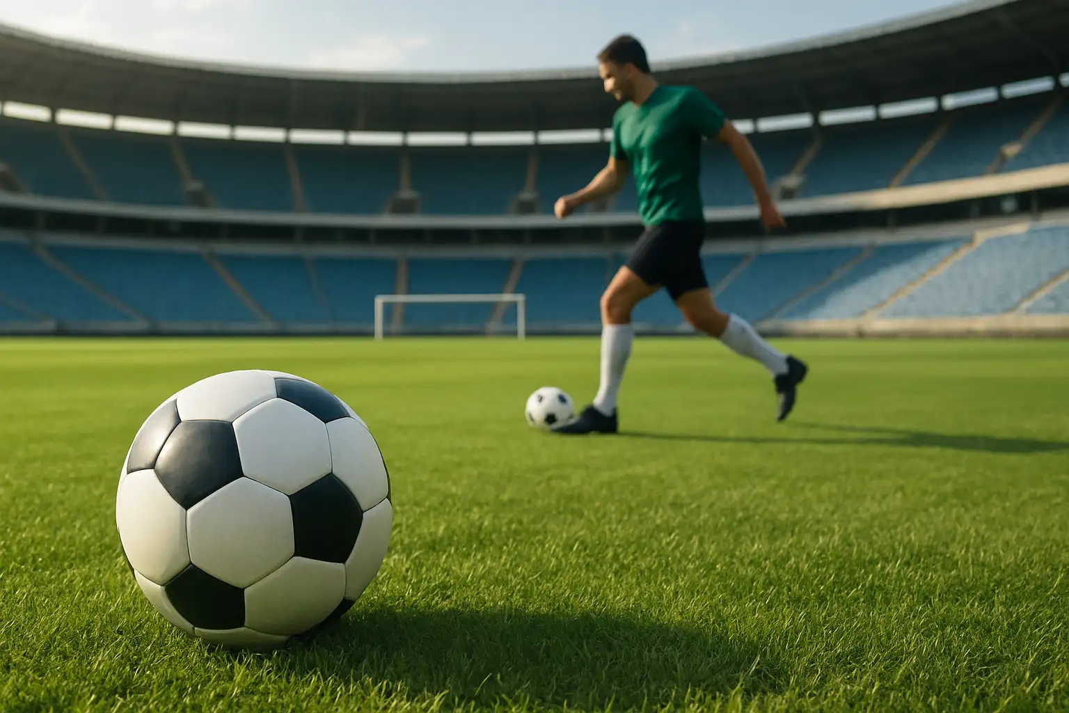 Joueur brésilien de football en action sur un terrain moderne