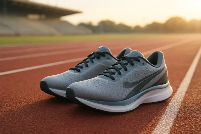 Chaussure de running performante sur une piste d’athlétisme