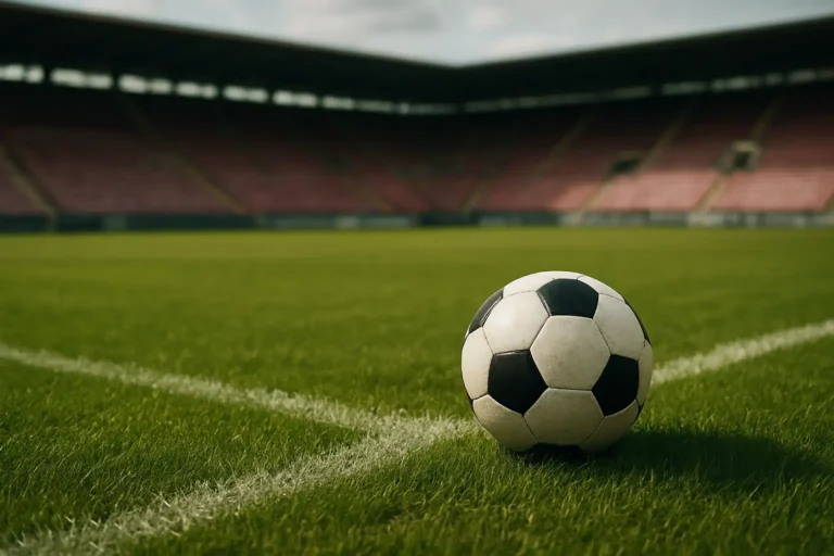 Terrain de football réaliste évoquant la carrière de Paul Gascoigne