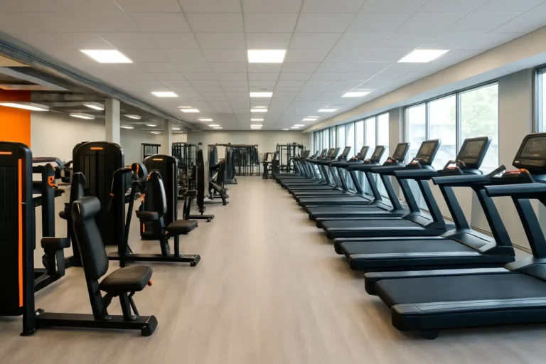 Salle de sport moderne avec machines de musculation et espace cardio pour une séance d’essai Basic Fit