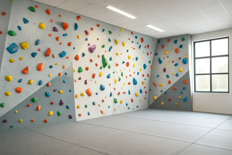 Salle d’escalade moderne illustrant un sport en E