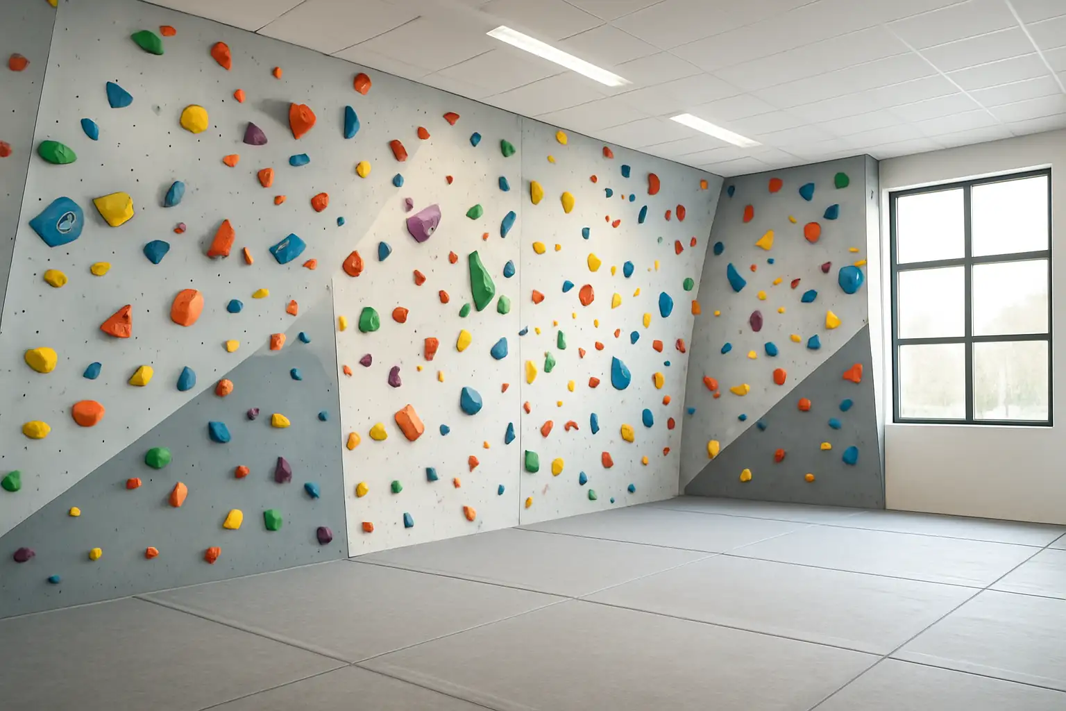 Salle d’escalade moderne illustrant un sport en E