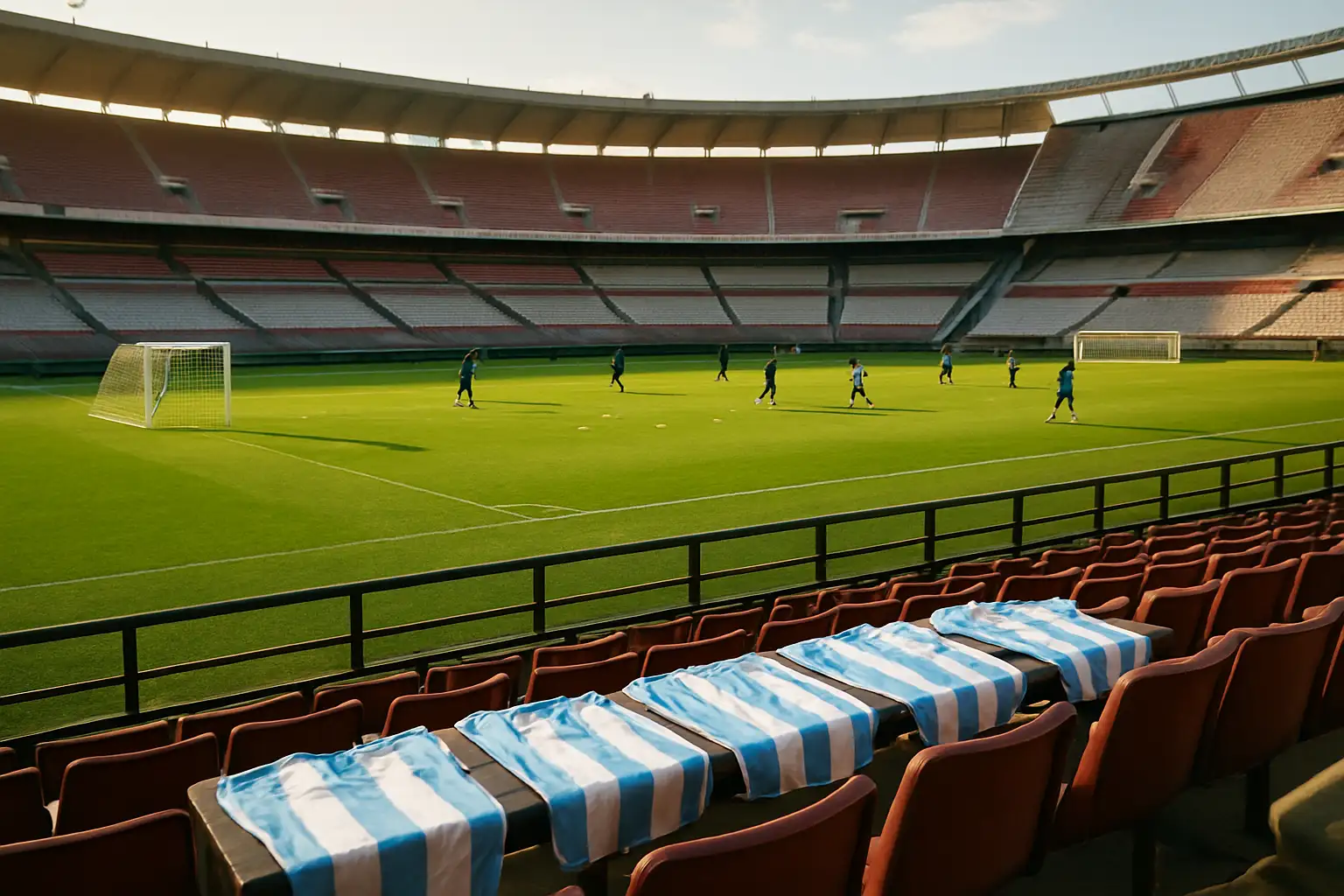 Vue du stade Monumental pendant un entraînement de la sélection nationale d’Argentine