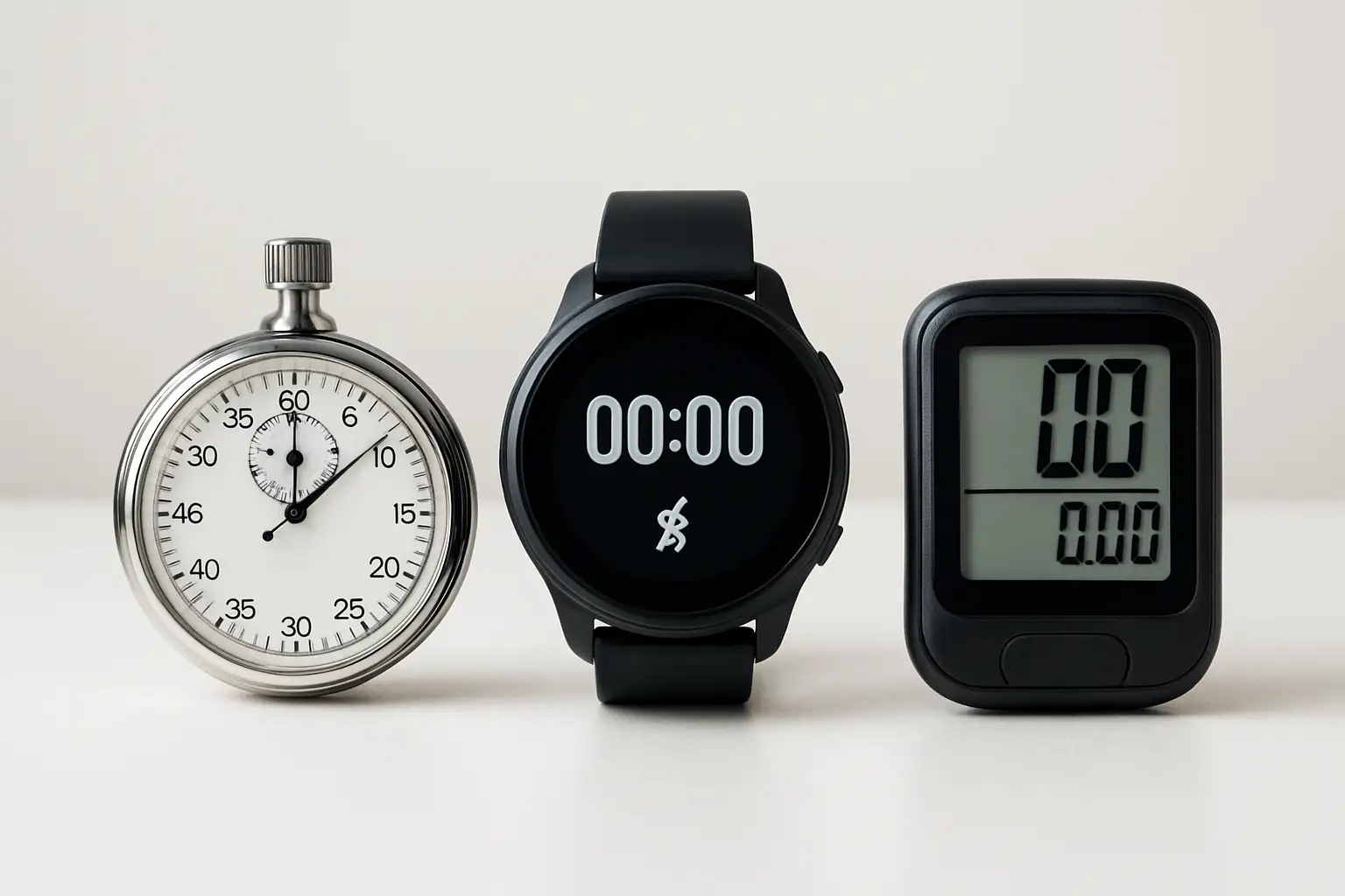 Chronomètre, montre GPS de sport et compteur kilométrique pour calculer une vitesse en km/h