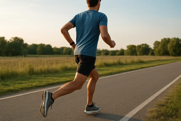Coureur avec montre GPS consultant sa vitesse moyenne sur une sortie de course à pied